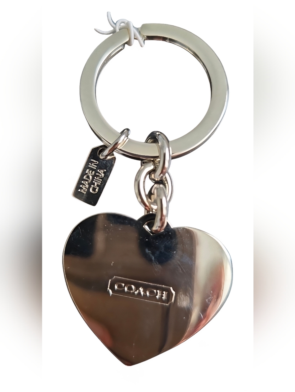 NWT Rare Coach Signature C Heart Keyfob F92412  silver red purple Y2K - Picture 3 of 9